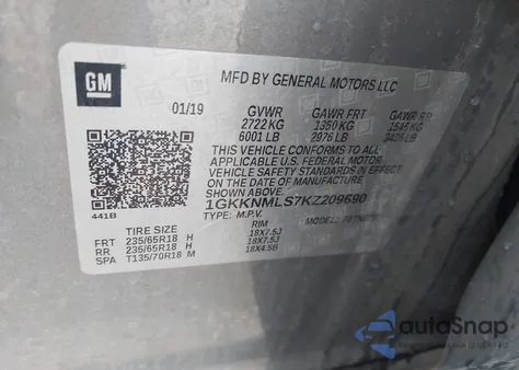2019 GMC Acadia Slt-1 from USA, damaged, VIN 1GKKNMLS7KZ209690